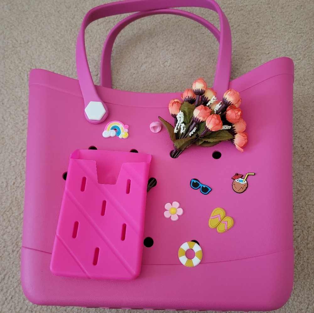 New Unbranded customized Eva Rubber Beach Bag Tote 14"x12"x4.5" approximately